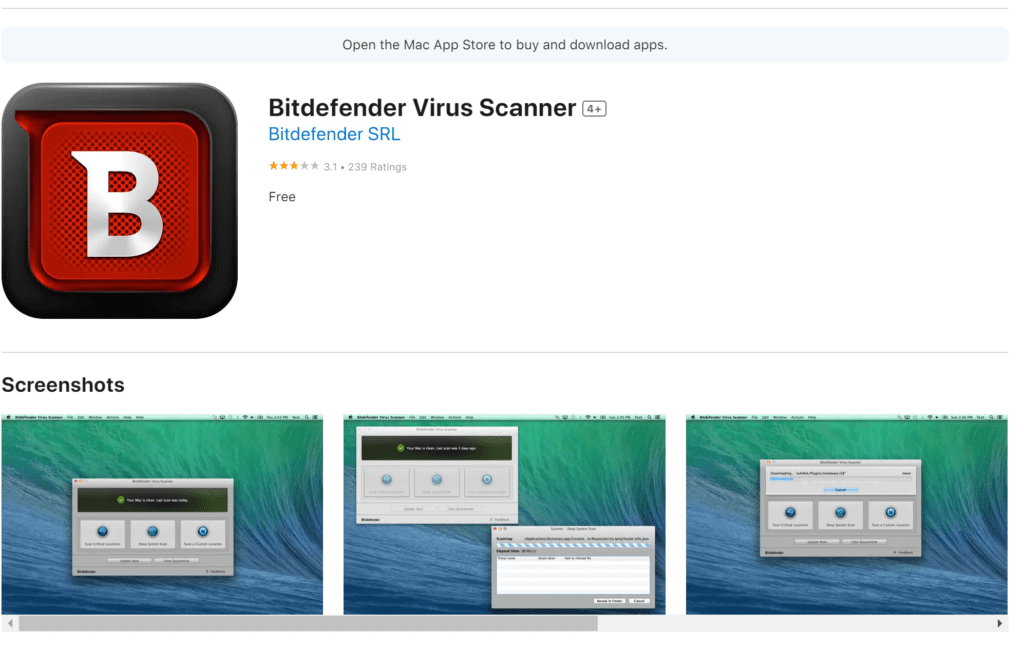 Bitdefender Virus Scanner is the best free antivirus for macbook air