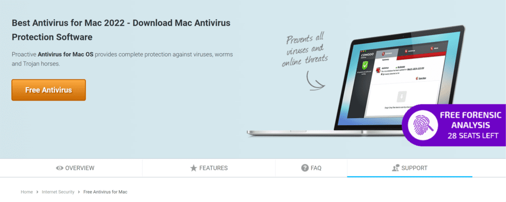 Comodo is the best free antivirus for macbook air