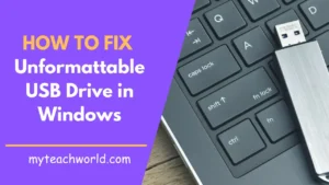 USB drive with error message, representing the frustration of encountering an unformattable USB drive.