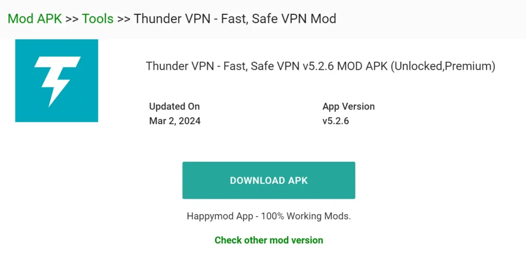 Download Thunder VPN Mod APK v5.2.6 With Premium Features